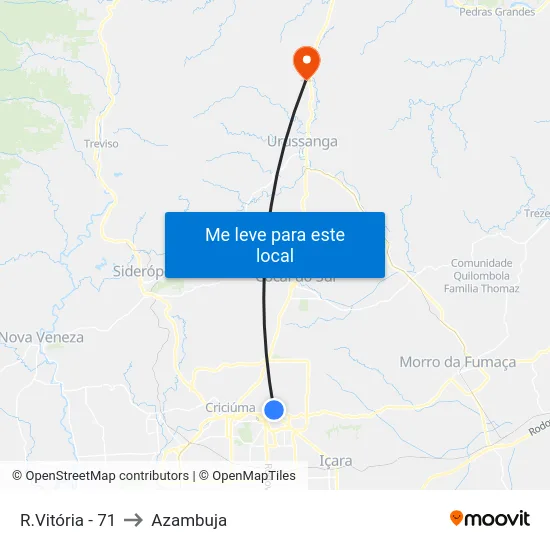 R.Vitória - 71 to Azambuja map