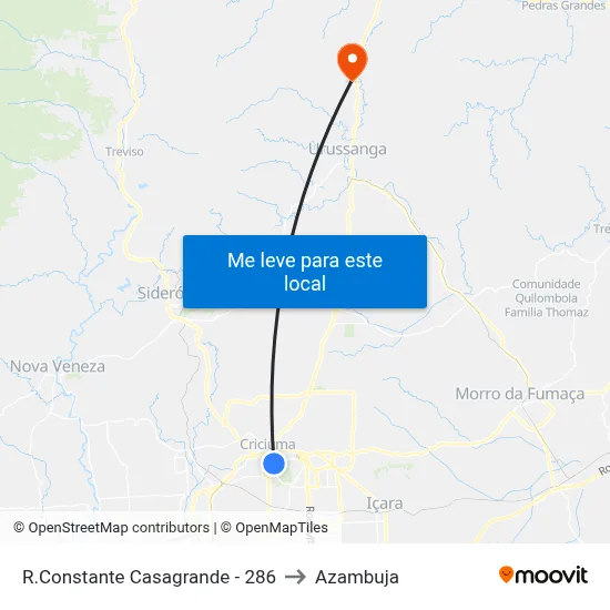 R.Constante Casagrande - 286 to Azambuja map