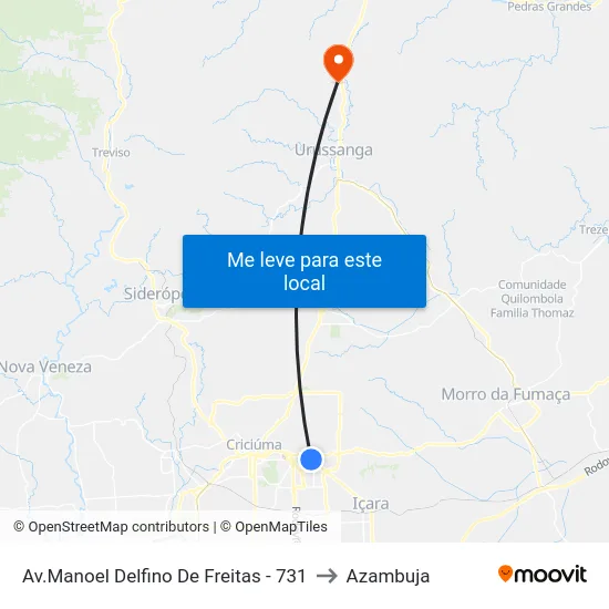 Av.Manoel Delfino De Freitas - 731 to Azambuja map