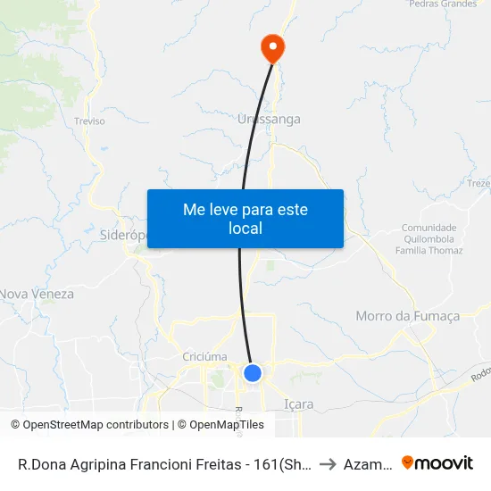 R.Dona Agripina Francioni Freitas - 161(Shopping Nações) to Azambuja map