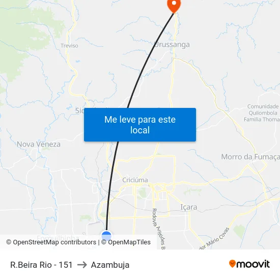R.Beira Rio - 151 to Azambuja map