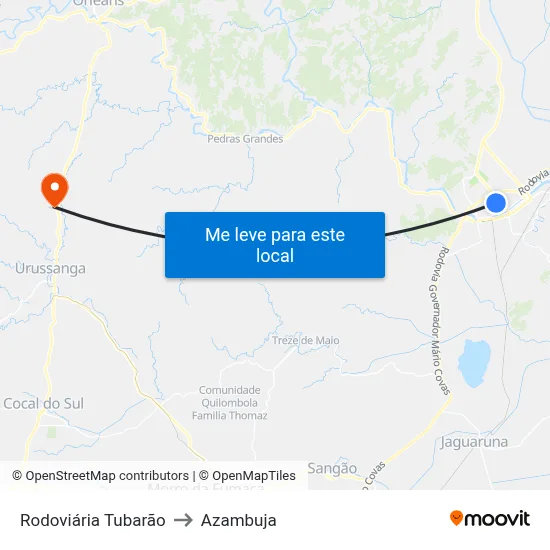 Rodoviária Tubarão to Azambuja map