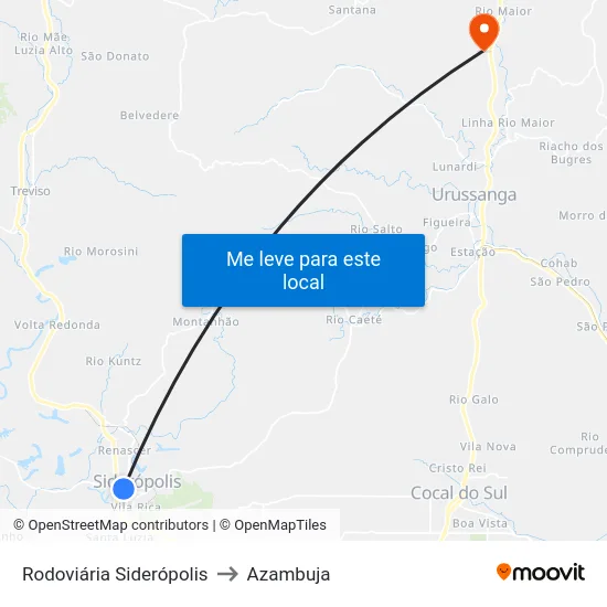 Rodoviária Siderópolis to Azambuja map