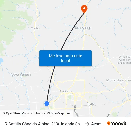 R.Getúlio Cândido Albino, 213(Unidade Saúde Sta Luzia) to Azambuja map