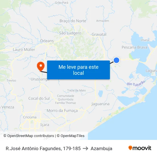 R.José Antônio Fagundes, 179-185 to Azambuja map