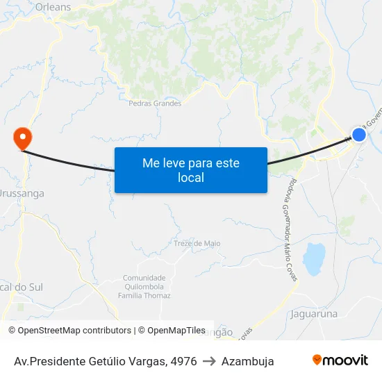 Av.Presidente Getúlio Vargas, 4976 to Azambuja map