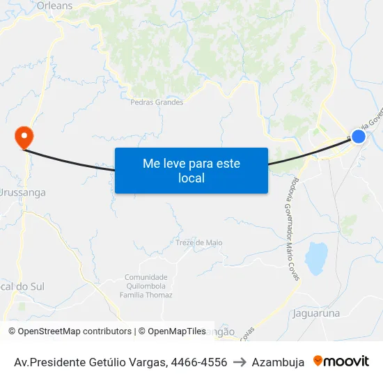Av.Presidente Getúlio Vargas, 4466-4556 to Azambuja map