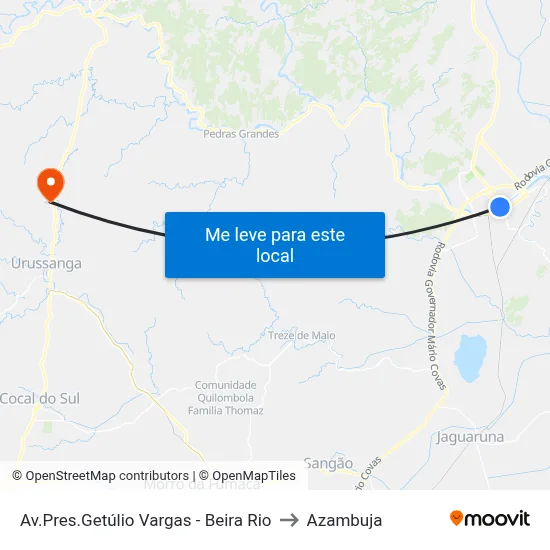 Av.Pres.Getúlio Vargas - Beira Rio to Azambuja map