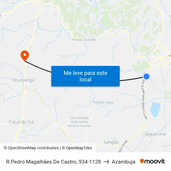 R.Pedro Magalhães De Castro, 934-1128 to Azambuja map