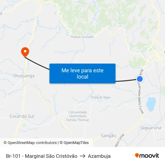 Br-101 - Marginal São Cristóvão to Azambuja map