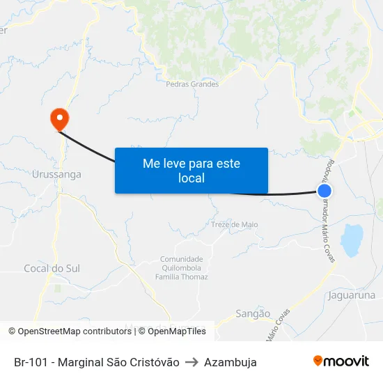 Br-101 - Marginal São Cristóvão to Azambuja map