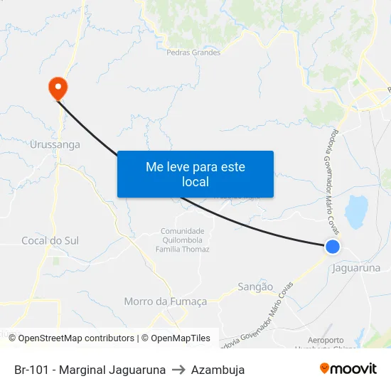 Br-101 - Marginal Jaguaruna to Azambuja map