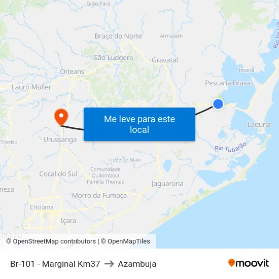 Br-101 - Marginal Km37 to Azambuja map