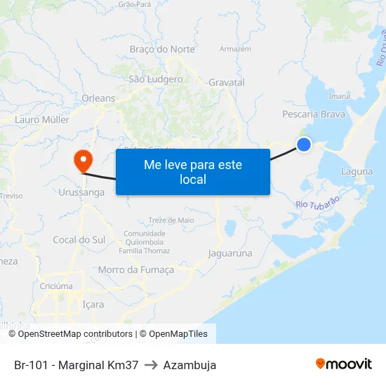 Br-101 - Marginal Km37 to Azambuja map