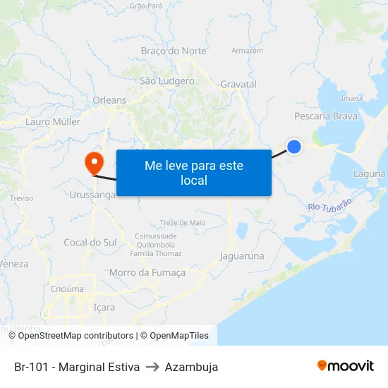 Br-101 - Marginal Estiva to Azambuja map