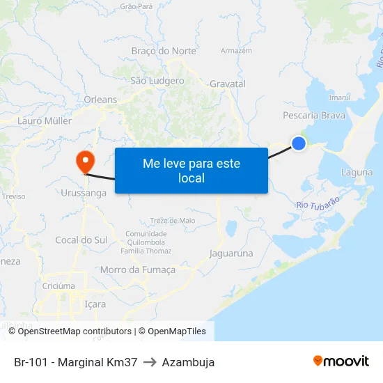 Br-101 - Marginal Km37 to Azambuja map