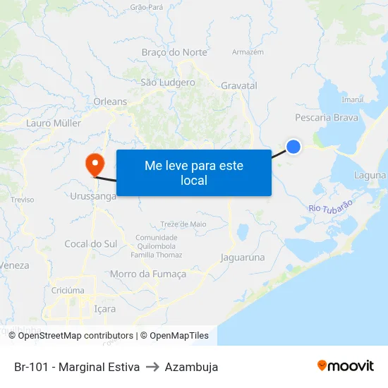 Br-101 - Marginal Estiva to Azambuja map