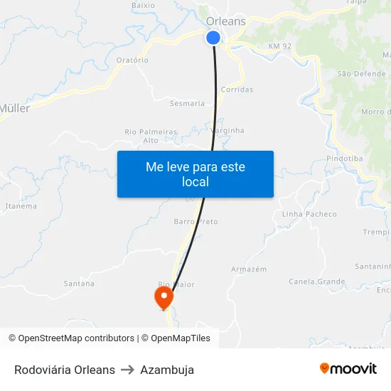 Rodoviária Orleans to Azambuja map