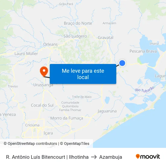 R. Antônio Luís Bitencourt | Ilhotinha to Azambuja map