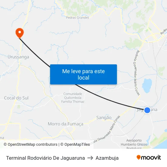 Terminal Rodoviário De Jaguaruna to Azambuja map