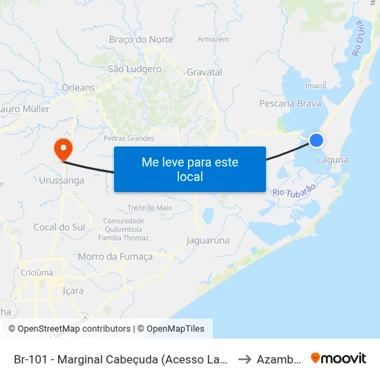 Br-101 - Marginal Cabeçuda (Acesso Laguna) to Azambuja map