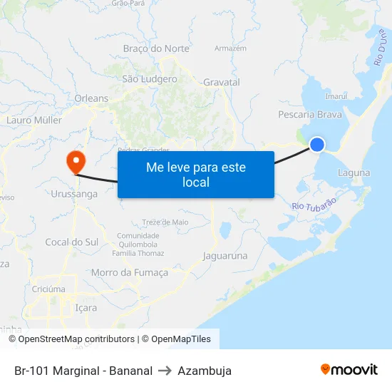 Br-101 Marginal - Bananal to Azambuja map