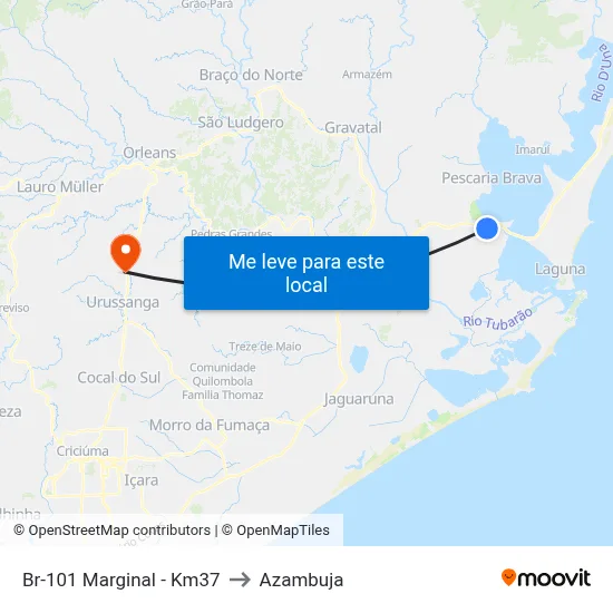 Br-101 Marginal - Km37 to Azambuja map