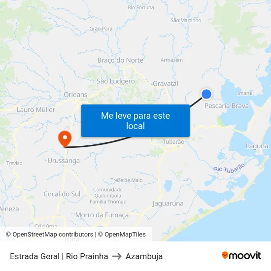 Estrada Geral | Rio Prainha to Azambuja map
