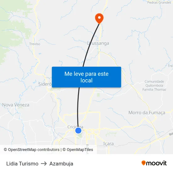 Lidia Turismo to Azambuja map