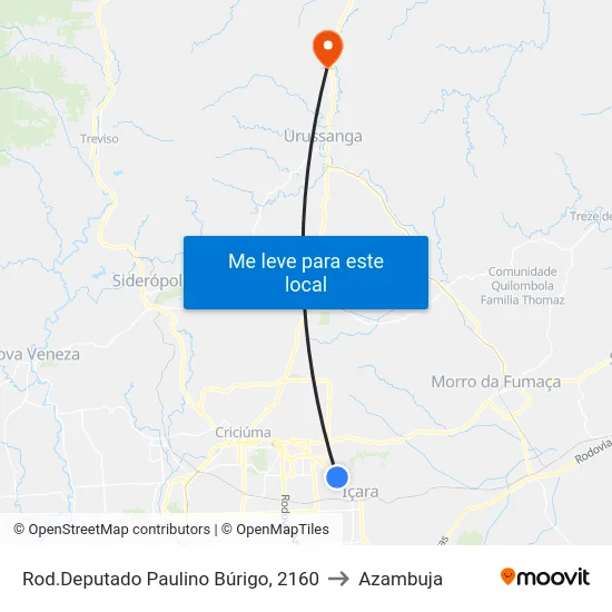 Rod.Deputado Paulino Búrigo, 2160 to Azambuja map