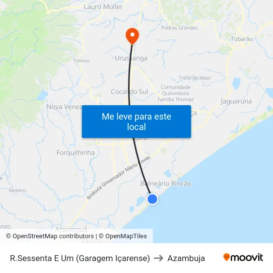 R.Sessenta E Um (Garagem Içarense) to Azambuja map