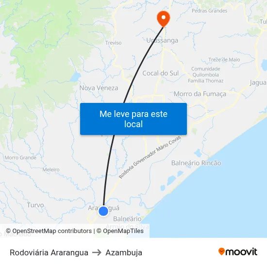 Rodoviária Ararangua to Azambuja map