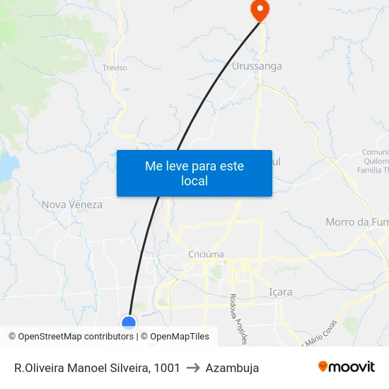R.Oliveira Manoel Silveira, 1001 to Azambuja map