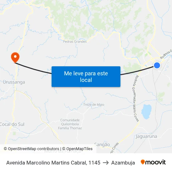 Avenida Marcolino Martins Cabral, 1145 to Azambuja map