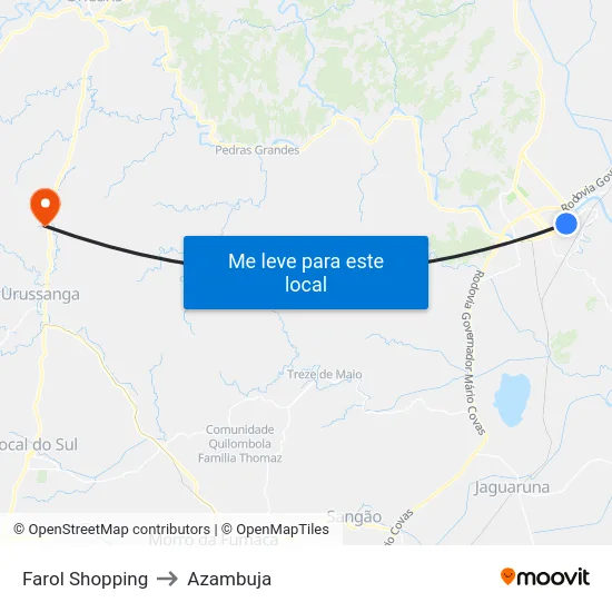 Farol Shopping to Azambuja map