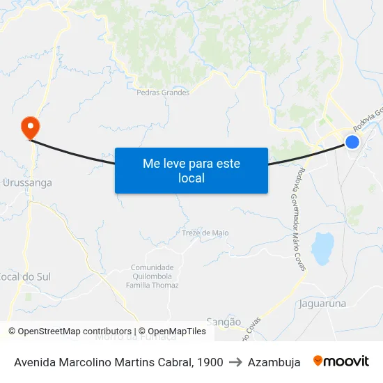 Avenida Marcolino Martins Cabral, 1900 to Azambuja map