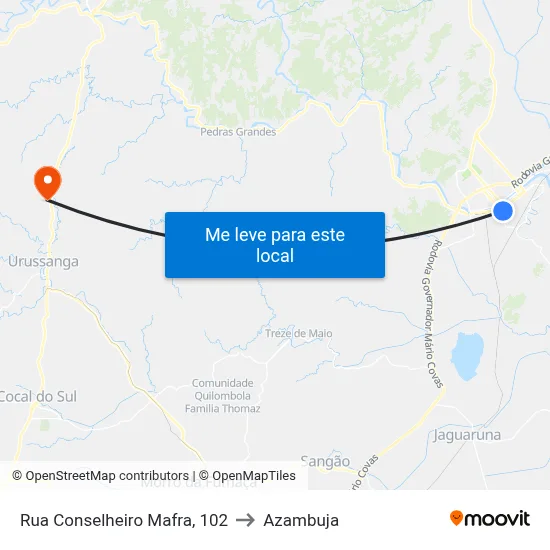 Rua Conselheiro Mafra, 102 to Azambuja map