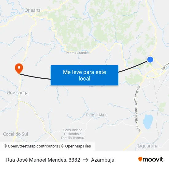 Rua José Manoel Mendes, 3332 to Azambuja map