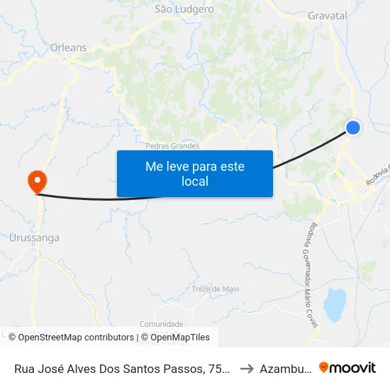 Rua José Alves Dos Santos Passos, 7577 to Azambuja map