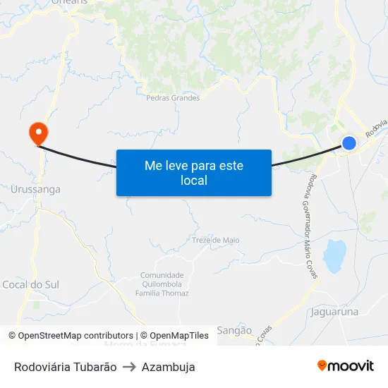 Rodoviária Tubarão to Azambuja map