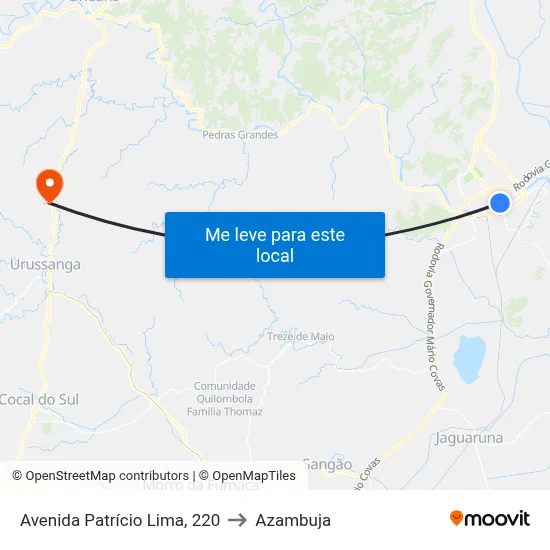 Avenida Patrício Lima, 220 to Azambuja map