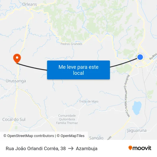 Rua João Orlandi Corrêa, 38 to Azambuja map
