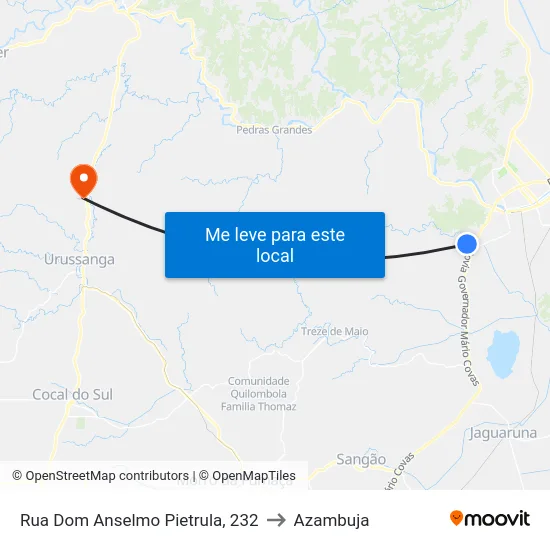 Rua Dom Anselmo Pietrula, 232 to Azambuja map