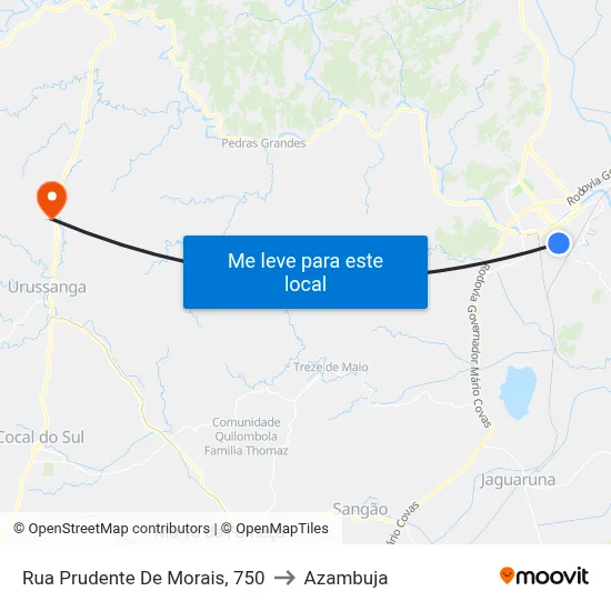 Rua Prudente De Morais, 750 to Azambuja map