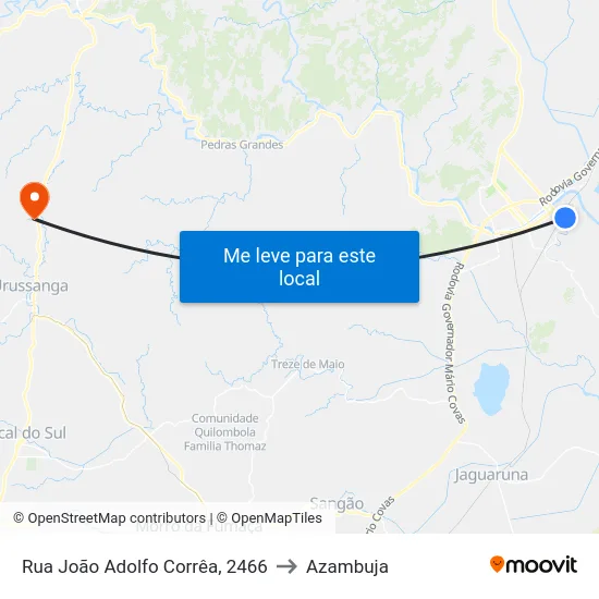 Rua João Adolfo Corrêa, 2466 to Azambuja map