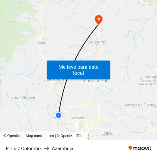 R. Luiz Colombo, to Azambuja map