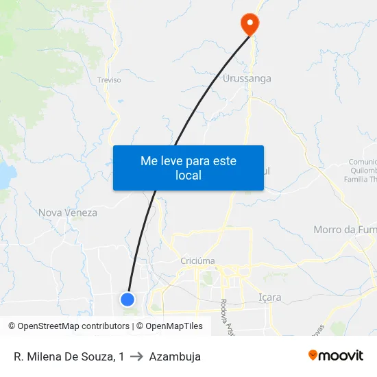 R. Milena De Souza, 1 to Azambuja map