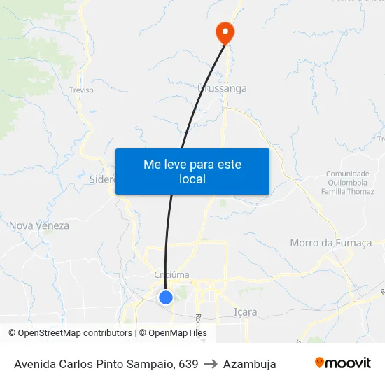 Avenida Carlos Pinto Sampaio, 639 to Azambuja map