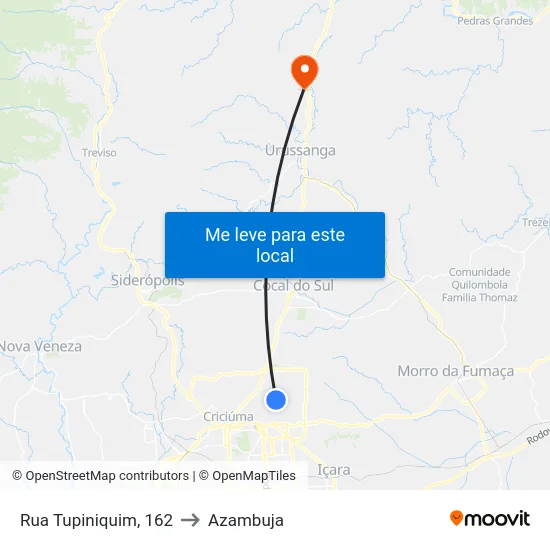 Rua Tupiniquim, 162 to Azambuja map