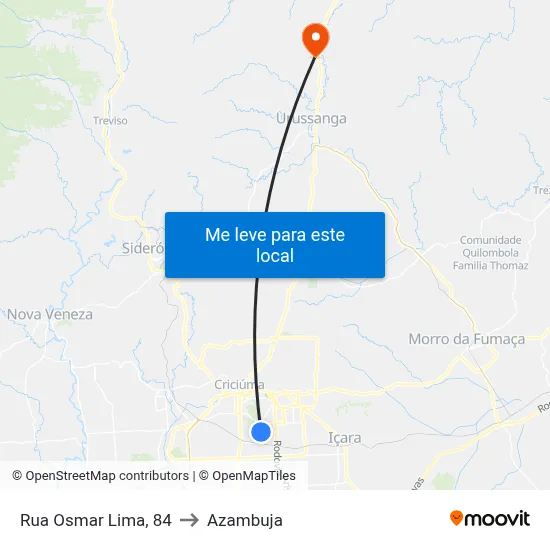 Rua Osmar Lima, 84 to Azambuja map